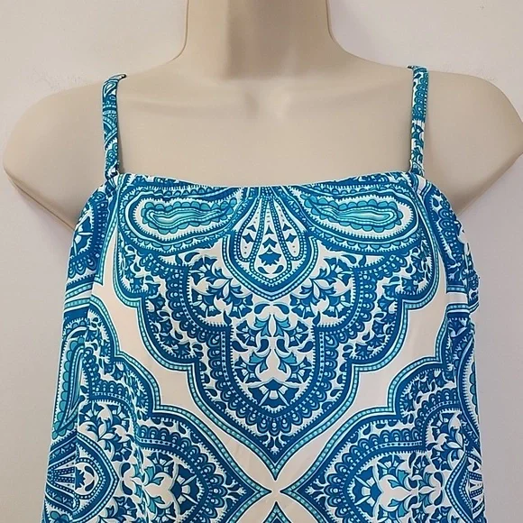 Beach House tankini top Blue Double Cross Back Strap Sz 10 - Picture 3 of 14